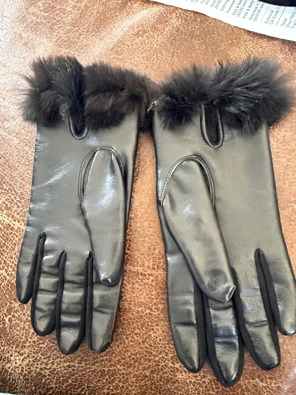 Genuine fur edge gloves made in Japan black size small